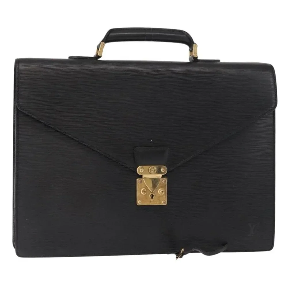 LOUIS VUITTON Epi Serviette Ambassador Business Bag Black M54412 LV Auth BA8580